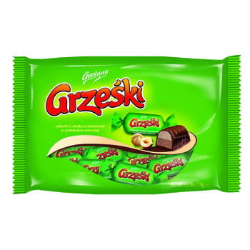 Goplana Grześki Cukierki o smaku orzechowym w czekoladzie mlecznej 1 kg Grześki