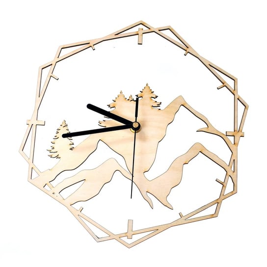 Góry - drewniany zegar ścienny z grawerem prezent dla miłośnika gór Koszulkowy