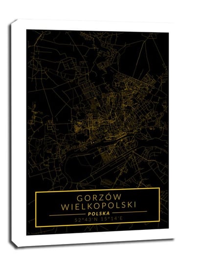 Gorzów Wielkopolski mapa złota - obraz na płótnie 40x60 cm Galeria Plakatu