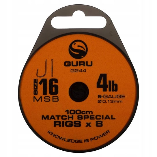 GOTOWE PRZYPONY GURU MSB MATCH SPECIAL RIGS 100 CM 0.13 MM - 16 Guru