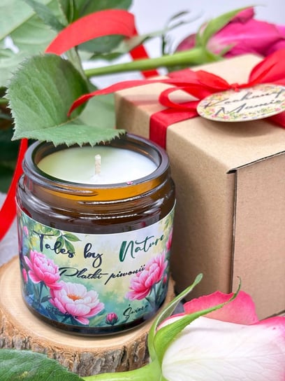 Gotowy prezent na Dzień Mamy świeca sojowa Płatki piwonii 120 ml Tales by Nature
