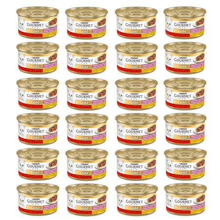 GOURMET GOLD Wołowina z kurczakiem mix kawałków na parze i w sosie - 24x85g GOURMET