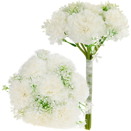 Goździki Bukiet Białe Sztuczne Kwiaty Piękne MARTOM