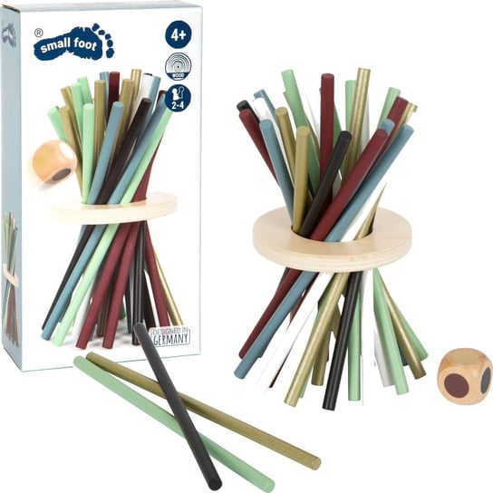 Gra drewniana zręcznościowa rodzinna towarzyska Mikado XXL 2w1 gigantyczne kolorowe pionowe bierki small foot