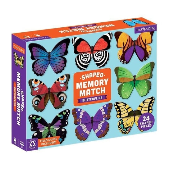 Gra Memory Motyle z elementami w kształcie motyli 24 elementy 3-8 lat, gra edukacyjna,Mudpuppy Mudpuppy