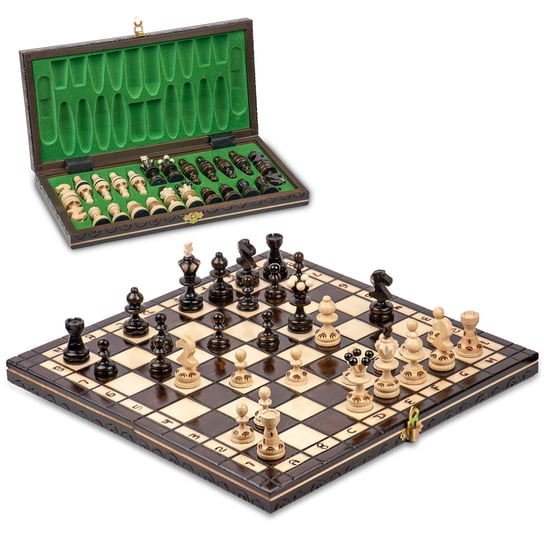 Gra w szachy szachownica drewniana wysokiej jakości 35 x 35 cm - Zestaw szachownicy składany z dużymi figurami szachowymi dla dzieci i dorosłych Amazinggirl