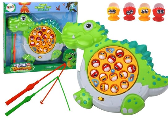 Gra Zręcznościowa Łowienie Rybek Plansza Dinozaur Zielony Lean Toys