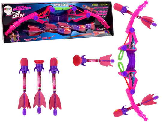 Gra Zręcznościowa Łuk Do Strzelania Dla Dzieci Różowy Świecące Strzały Gwizdek Lean Toys