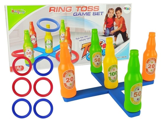 Gra Zręcznościowa Rzut Obręczą Kolorowe Butelki Punkty Lean Toys
