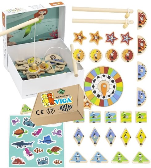 Gra zręcznościowa WĘDKOWANIE zabawki kreatywne drewniane zabawki viga 18m+ montessori PakaNiemowlaka