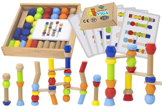 Gra zręcznościowa Zbuduj Wieżę klocki drewniane zabawki viga 3+ zabawki sensoryczne montessori PakaNiemowlaka