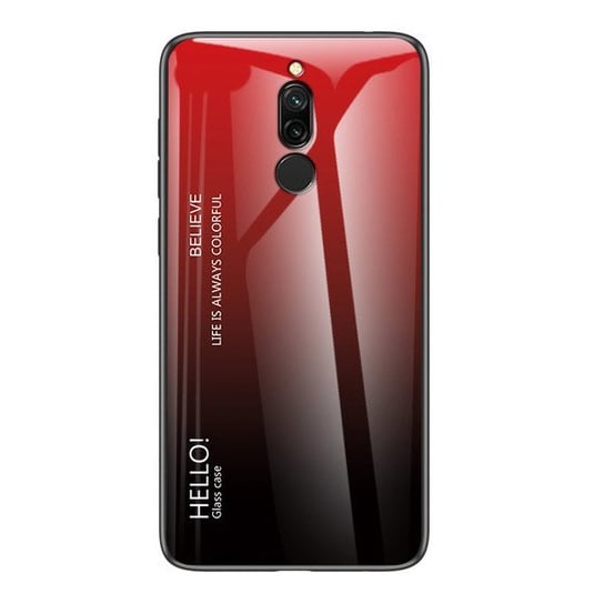 Gradient Glass etui pokrowiec nakładka ze szkła hartowanego Xiaomi Redmi 8 czarno-czerwony - Czarny || Czerwony Hurtel