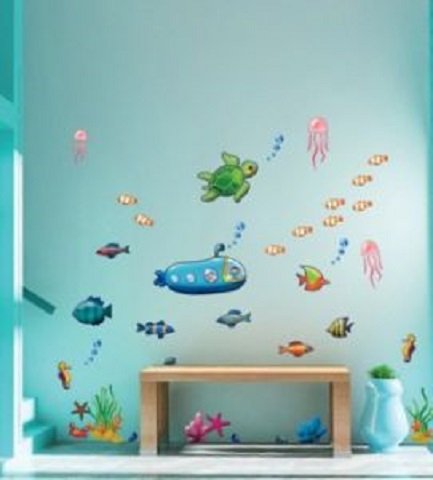 Grafika dekoracyjna na ścianę, podwodny świat, 170x170 cm KEMIŚ