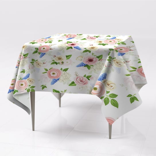 Grafika kolorowy obrus na stół Rysowane kwiaty eco, Fabricsy, 150x150 cm Fabricsy