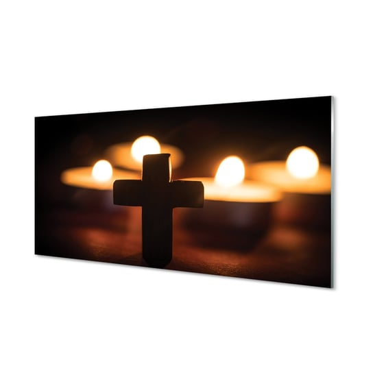 Grafika obraz na szkle TULUP Krzyż świeczki 100x50 cm Tulup