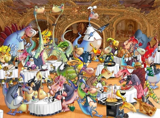 Grafika, puzzle, Obiad w restauracji Ruyer Francois, 2000, el. Grafika