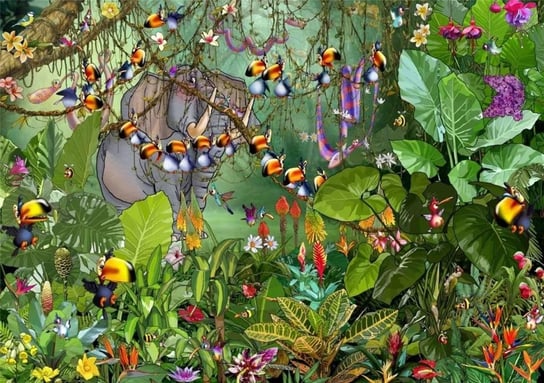 Grafika, puzzle, W dżungli Ruyer Francois, 2000, el. Grafika