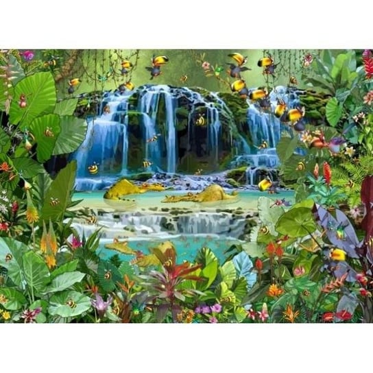 Grafika, puzzle, Wodospad w dżungli Ruyer Francois, 2000, el. Grafika
