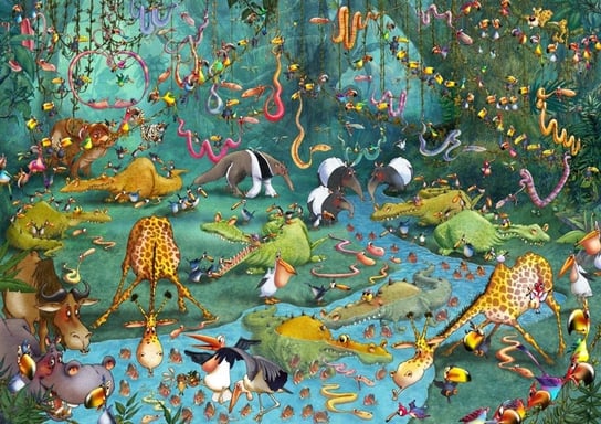 Grafika, puzzle, Zwierzęta w dżungli Ruyer Francois, 2000, el. Grafika