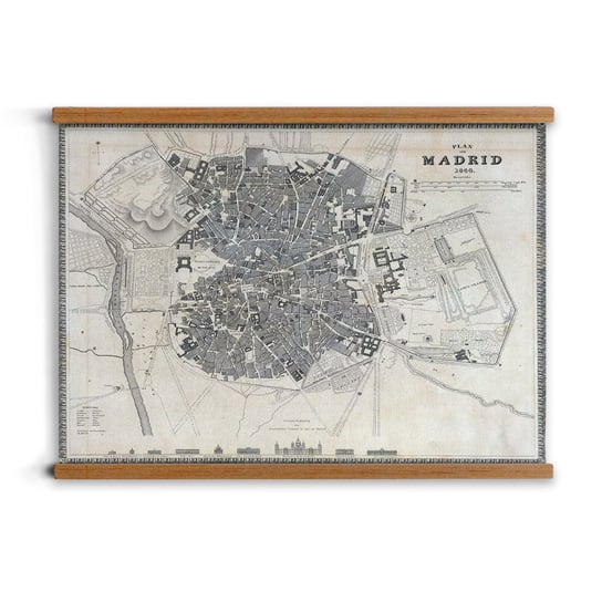 grafika w ramce Mapa Madrytu A2 do salonu drewno, ArtprintCave ArtPrintCave