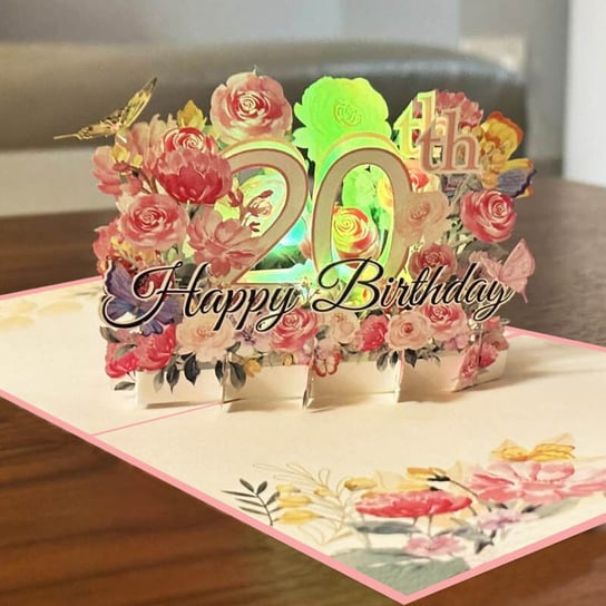 Grająca Kartka 20 Urodziny Urodzinowa 3D Świecąca Inna marka