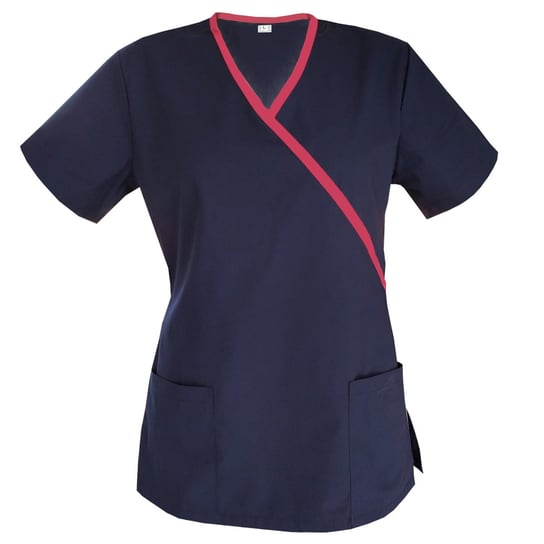 Granatowa bluza medyczna z lamówką amarant 38 M&C