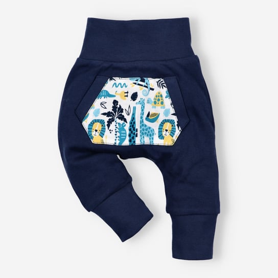 Granatowe spodnie niemowlęce THE KING z bawełny organicznej dla chłopca-56 NINI