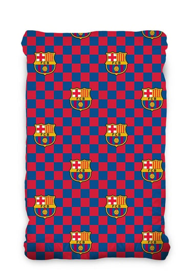 Granatowo czerwone prześcieradło bawełniane z gumką 90x200 FC Barcelona, piłka nożna Carbotex