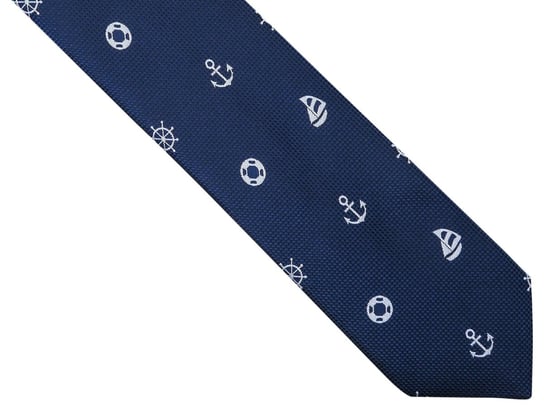 Granatowy krawat męski w marynistyczny wzór D257 Modini