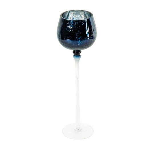 Granatowy świecznik dekoracyjny kielich szklany VERRE 2 Eurofirany