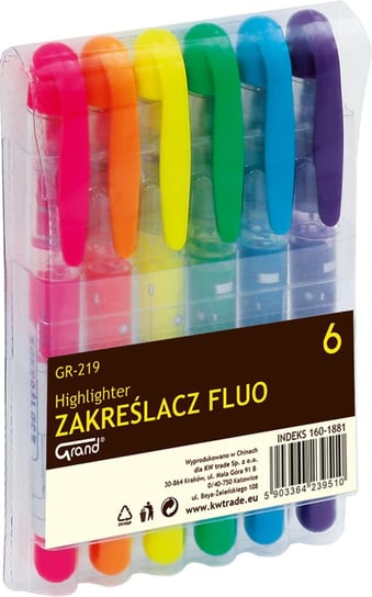 Grand, Zakreślacze fluo GR-219, 6 kolorów Grand