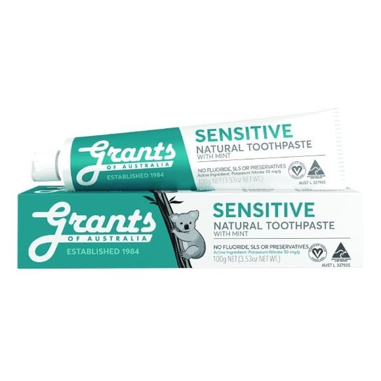 Grants of Australia, Sensitive Natural Toothpaste naturalna kojąca pasta do zębów wrażliwych bez fluoru, 100 g Grants Of Australia