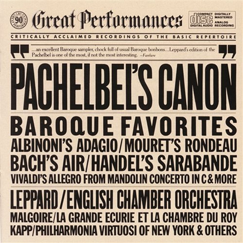Great Baroque Favorites: Pachelbel's Canon Philharmonia Virtuosi of New York, English Chamber Orchestra