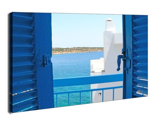 Grecja,  Balkon na Krecie - obraz na płótnie 120x90 cm Galeria Plakatu