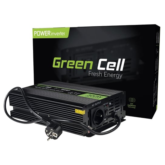 Green Cell Przetwornica Inv07 12V-230V 300W/600W Czysta Sinusoida Green Cell