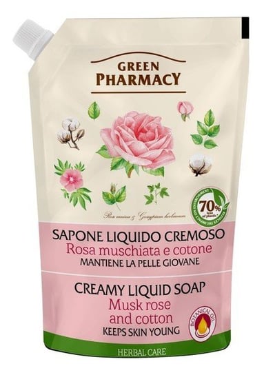 Green Pharmacy, Herbal Care, Kremowe mydło w płynie Musk Rose and Cotton, 460 ml Green Pharmacy