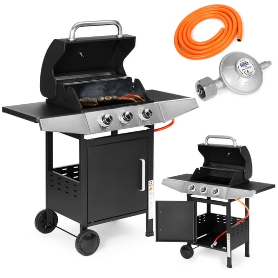 Grill gazowy ogrodowy 10.2 kW duży ruszt 3 palniki termometr reduktor MultiGarden Inna marka