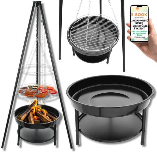GRILL + PALENISKO OGRODOWE 2w1 TRÓJNÓG IDEALNE NA OGNISKO XXL + EBOOK-1 Pltb