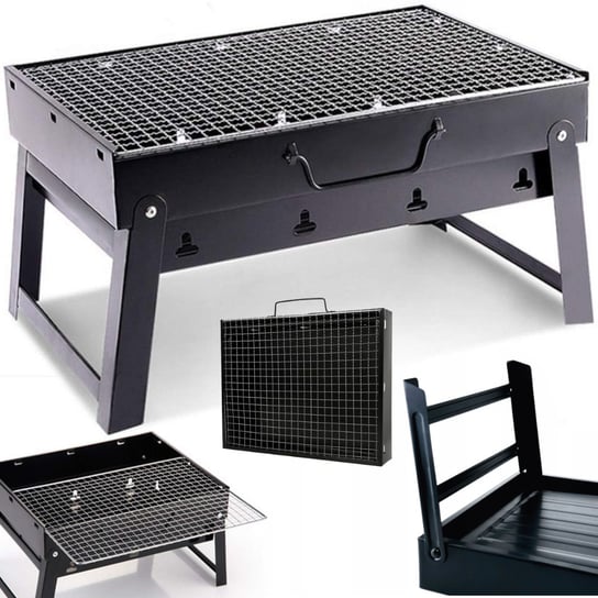 GRILL TURYSTYCZNY WĘGLOWY SKŁADANY PRZENOŚNY KEMPINGOWY WALIZKA BBQ 43cm Landgraf