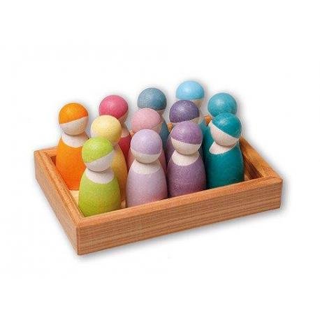 Grimm's Drewniane figurki postacie pastelowe zabawka Montessori Grimm's