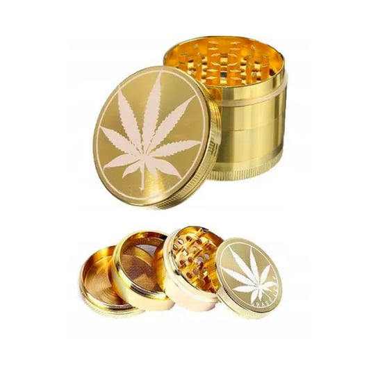 Grinder Złoty Listek 4-częściowy młynek Cannabis Spot