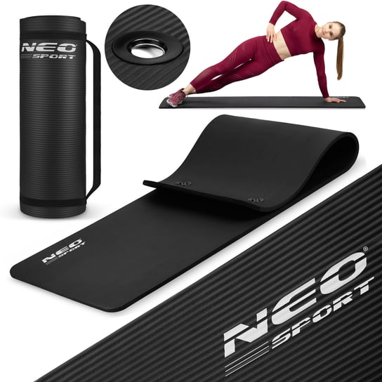 Gruba mata do ćwiczeń fitness joga 183x60x1,5 cm czarna Neo-Sport Neo-Sport