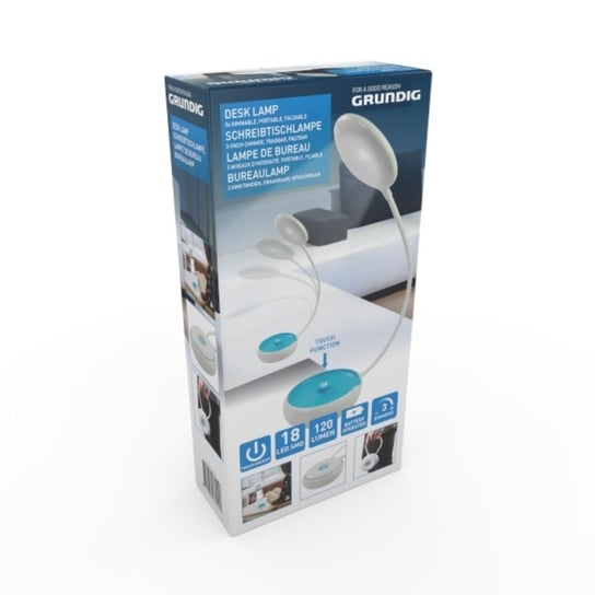 Grundig - Składana lampka biurowa LED 15cm (niebieski) Forcetop
