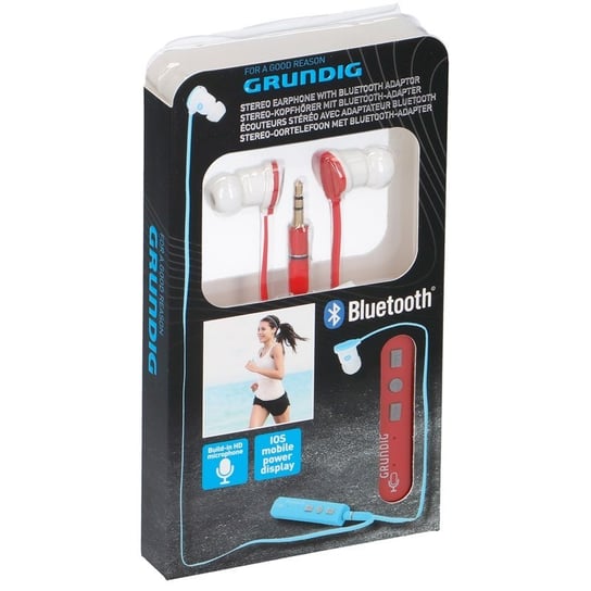 Grundig - Słuchawki douszne z adapterem Bluetooth (czerwony) Forcetop