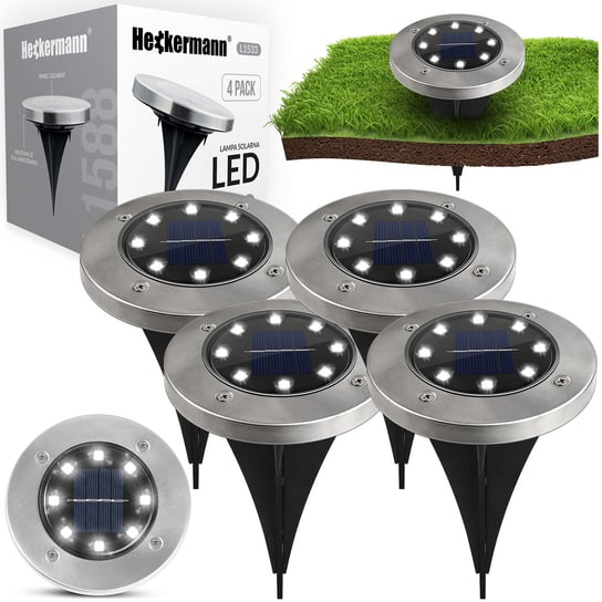 Gruntowa lampa solarna 8LED Heckermann L1533 - Cool BOX 4szt Heckermann