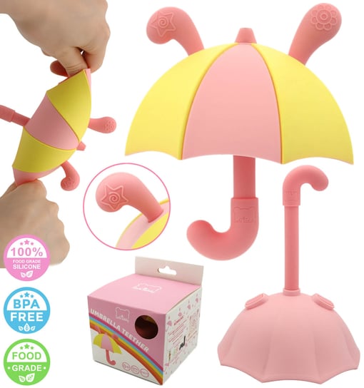 Gryzak silikonowy parasolka sensoryczny ząbkowanie uspokajający SafeTeddy SafeTeddy