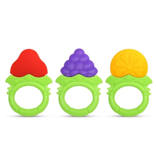 Gryzaki Owoce 3 szt. – bezpieczne gryzaki silikonowe dla niemowląt i dzieci na ząbkowanie RaZbaby RaZbaby