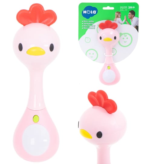 Grzechotka gryzak + dźwięki światełka kurczak interaktywna grzechotka HOLA Inna marka