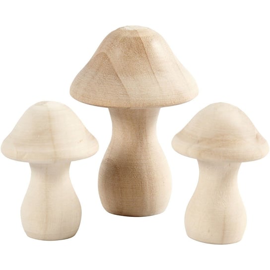 Grzybki z drewna H: 4,5 i 6,5 cm 3 szt. Creativ Company