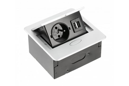 GTV przedłużacz biurkowy wpuszczany w blat gniazdo elektryczne AVARO 1x gniazdo 2xUSB A srebrny GTV